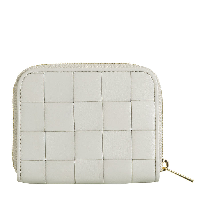 DUDU Portafoglio Donna Piccolo in Pelle Intrecciata Zip Around – Elegante e Compatto, Porta Carte, Portamonete e Banconote con Cerniera