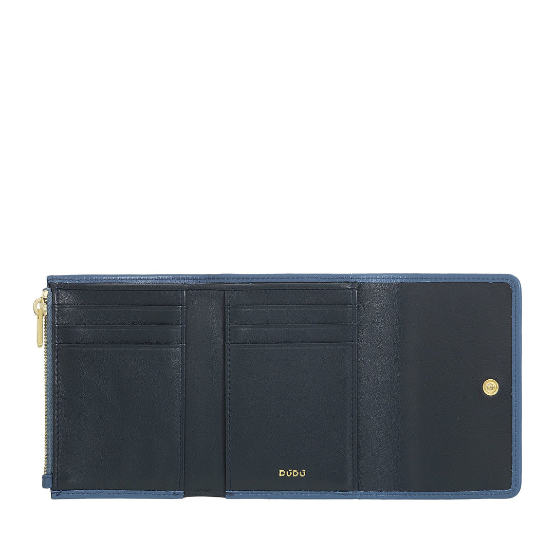 DUDU Portafoglio Donna Piccolo RFID in Vera Pelle Stampata, Portafogli con Tasca a Cerniera – Elegante, Compatto da Borsetta, Perfetto per Carte e Monete