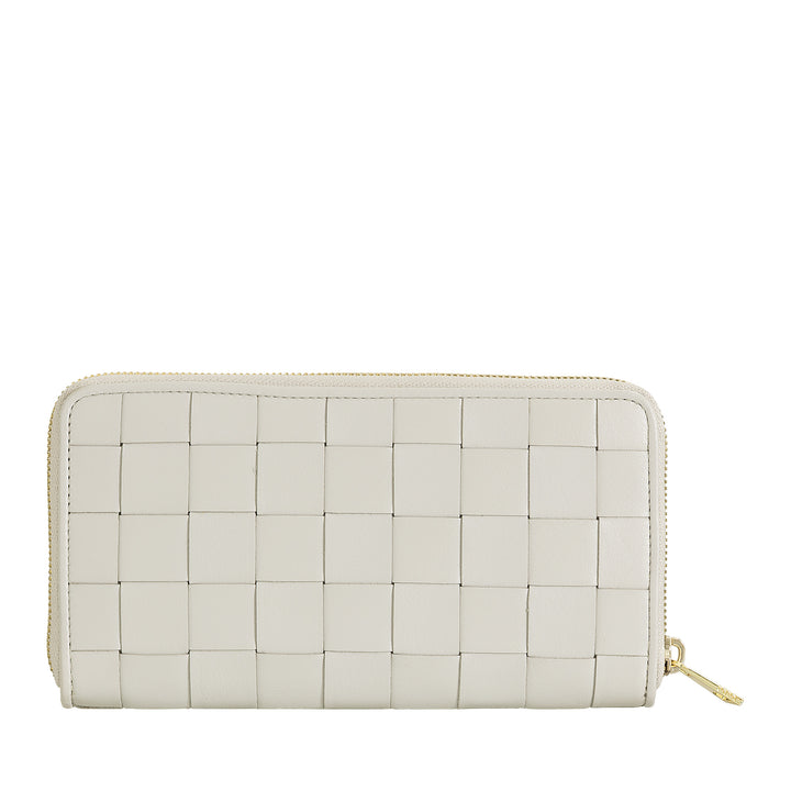 DUDU Portafoglio Donna in Vera Pelle Intrecciata Zip Around, Elegante e Capiente - Porta Carte Banconote e Monete, Portafoglio Intrecciato Cerniera a Giro