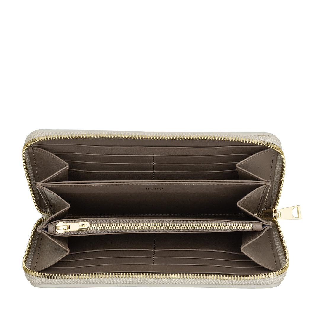 DUDU Portafoglio Donna in Vera Pelle Intrecciata Zip Around, Elegante e Capiente - Porta Carte Banconote e Monete, Portafoglio Intrecciato Cerniera a Giro