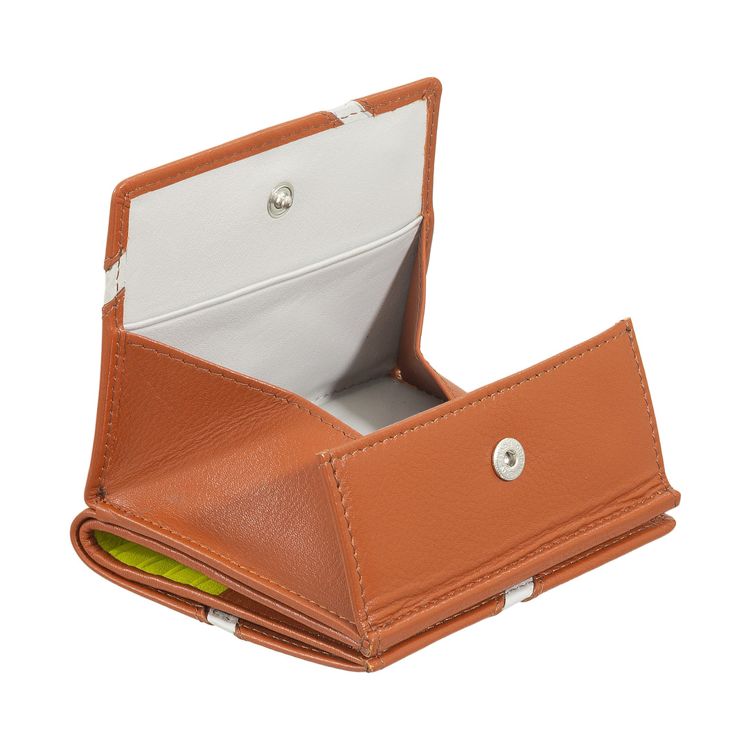 DUDU Portafoglio Unisex in Vera Pelle – Bifold con Chiusura a Bottone e Portamonete Esterno – Design Ispirato ai Tornei Campi da Tennis