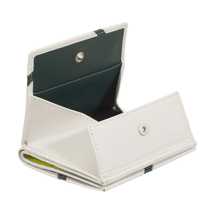 DUDU Portafoglio Unisex in Vera Pelle – Bifold con Chiusura a Bottone e Portamonete Esterno – Design Ispirato ai Tornei Campi da Tennis