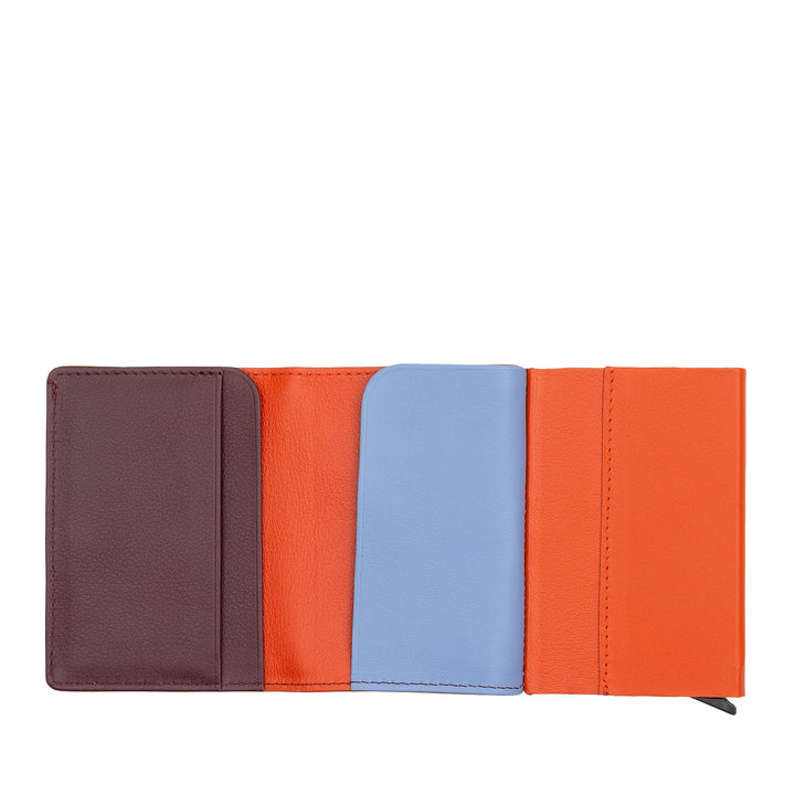 DUDU Portafoglio Portacarte Uomo in Pelle Protezione RFID, Piccolo Miniwallet con Cardprotector in Alluminio, Porta Banconote e Chiusura a Bottone