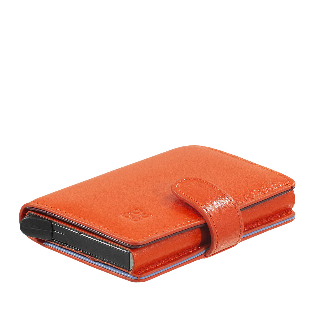 DUDU Portafoglio Portacarte Uomo in Pelle Protezione RFID, Piccolo Miniwallet con Cardprotector in Alluminio, Porta Banconote e Chiusura a Bottone