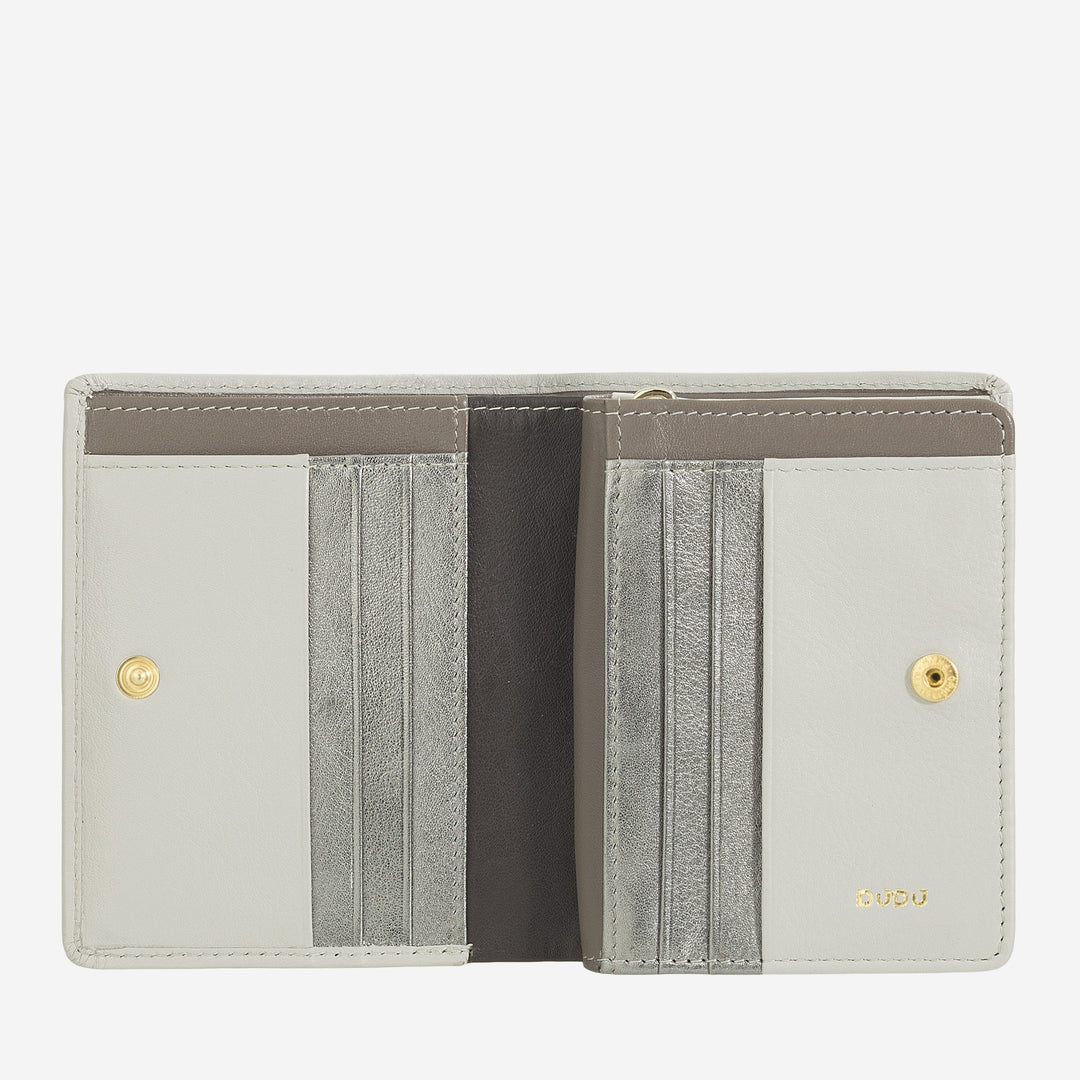 DUDU Portafoglio Donna Piccolo di Pelle Colorata Porta Carte e Tessere con Portamonete Zip e Bottone