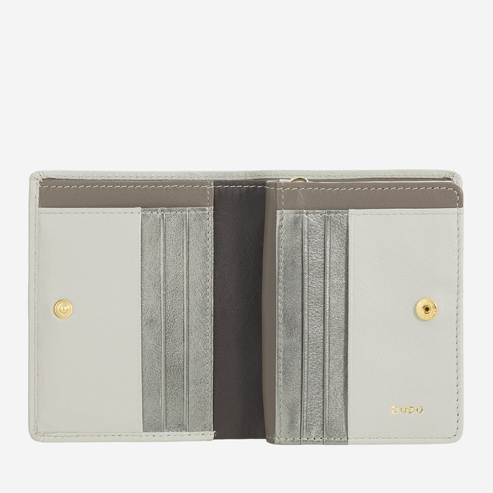 DUDU Portafoglio Donna Piccolo di Pelle Colorata Porta Carte e Tessere con Portamonete Zip e Bottone