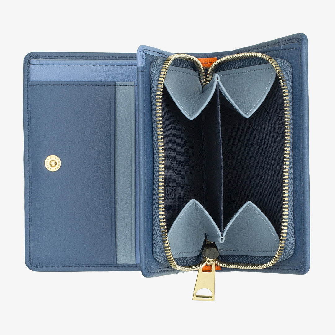 DUDU Portafoglio Donna Piccolo di Pelle Colorata Porta Carte e Tessere con Portamonete Zip e Bottone