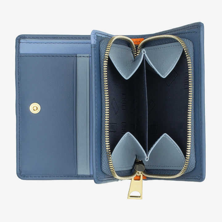 DUDU Portafoglio Donna Piccolo di Pelle Colorata Porta Carte e Tessere con Portamonete Zip e Bottone
