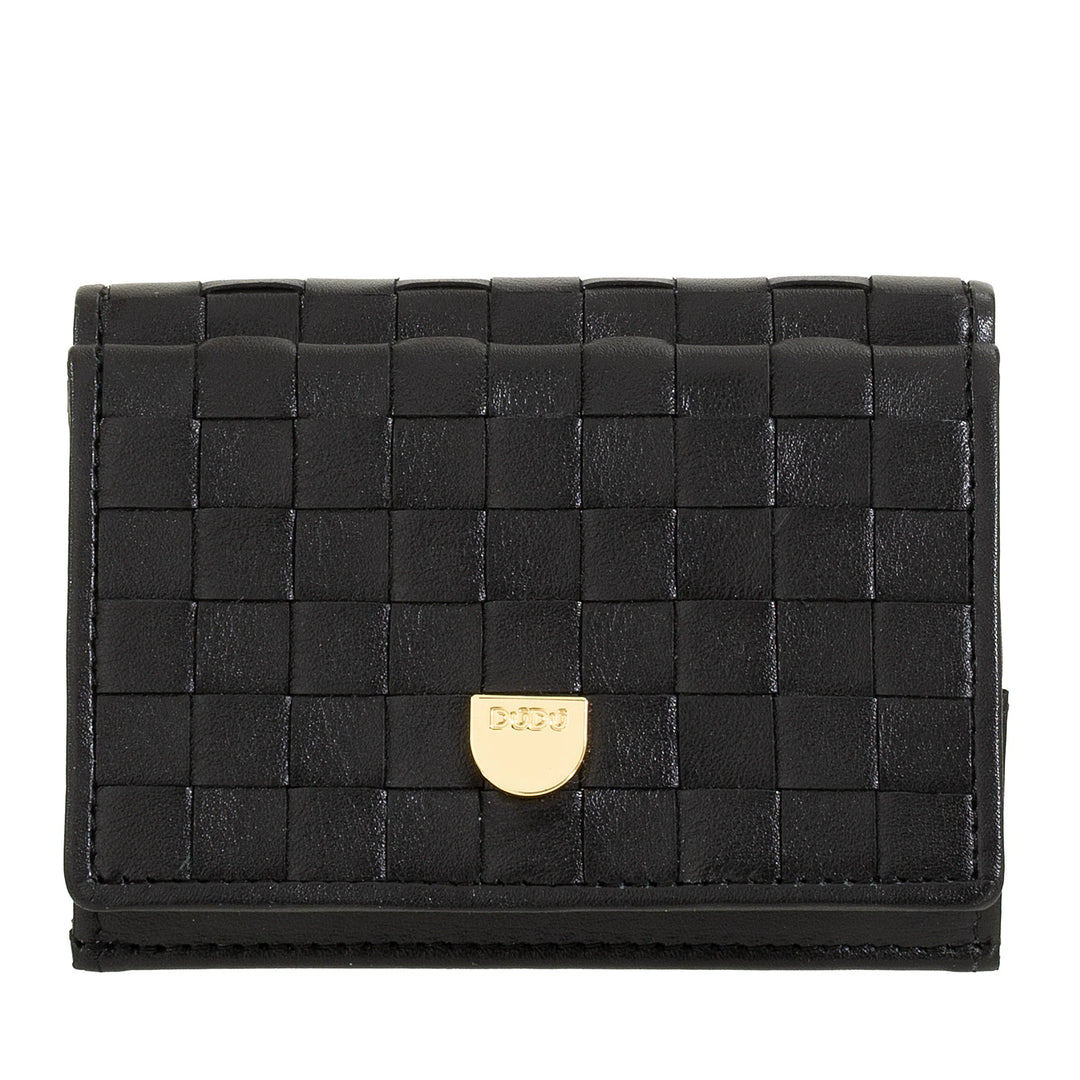 DUDU Portafoglio Piccolo Donna Intrecciato in Pelle con Portamonete - Portafogli in Pelle Intrecciata Porta Carte Compatto Elegante