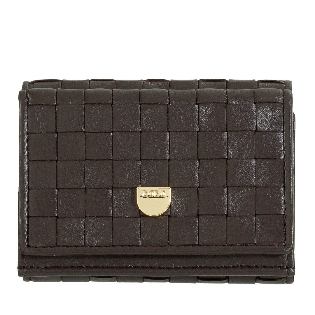 DUDU Portafoglio Piccolo Donna Intrecciato in Pelle con Portamonete - Portafogli in Pelle Intrecciata Porta Carte Compatto Elegante