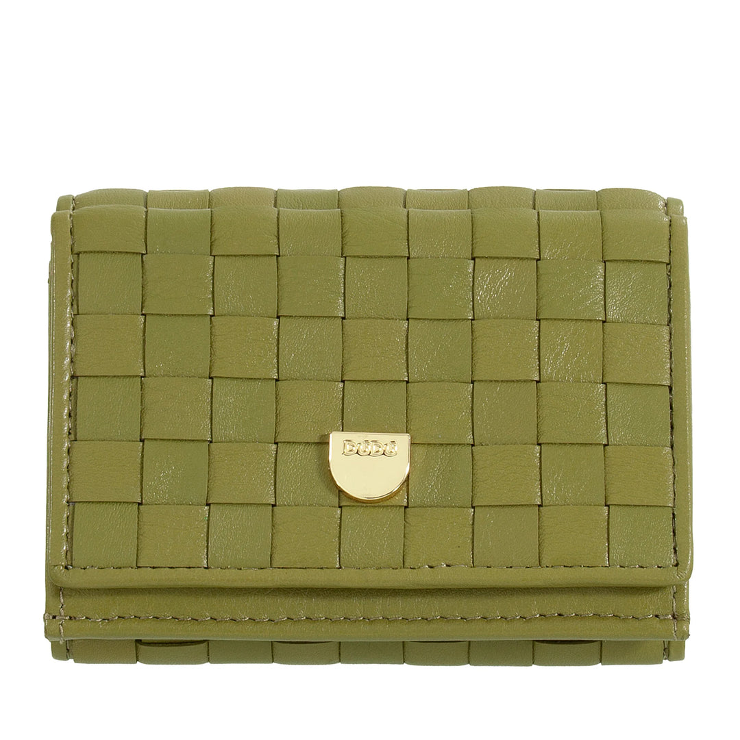 DUDU Portafoglio Piccolo Donna Intrecciato in Pelle con Portamonete - Portafogli in Pelle Intrecciata Porta Carte Compatto Elegante
