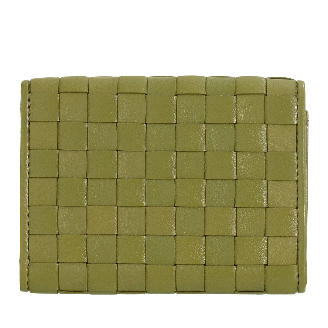 DUDU Portafoglio Piccolo Donna Intrecciato in Pelle con Portamonete - Portafogli in Pelle Intrecciata Porta Carte Compatto Elegante
