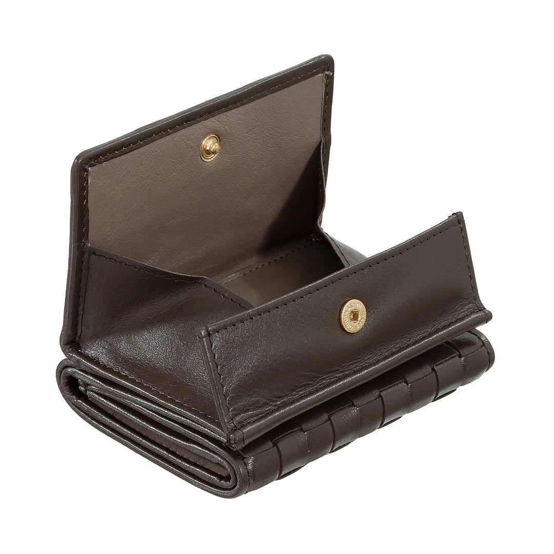 DUDU Portafoglio Piccolo Donna Intrecciato in Pelle con Portamonete - Portafogli in Pelle Intrecciata Porta Carte Compatto Elegante