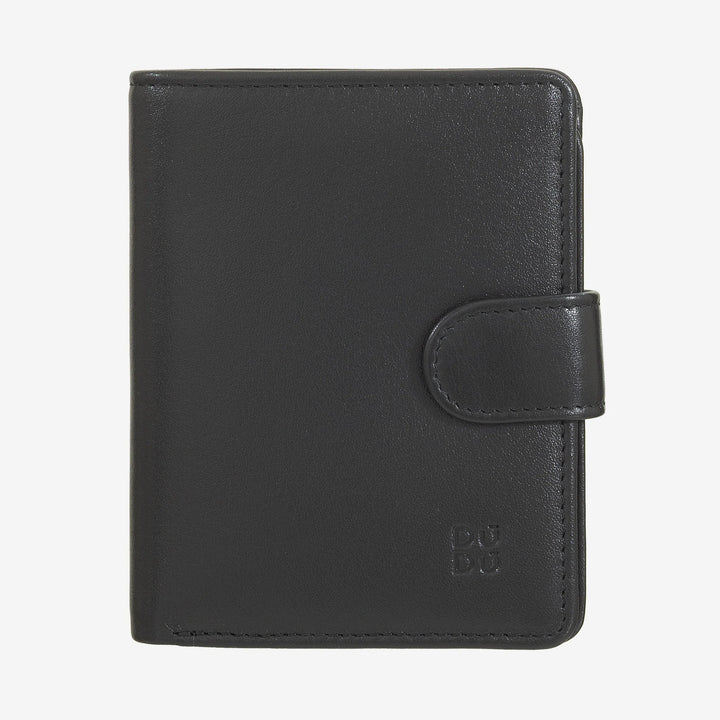 DUDU Portafoglio Donna in Pelle Vera Piccolo Portacarte in Pelle RFID con Cerniera Portamonete Banconote, Chiusura Esterna