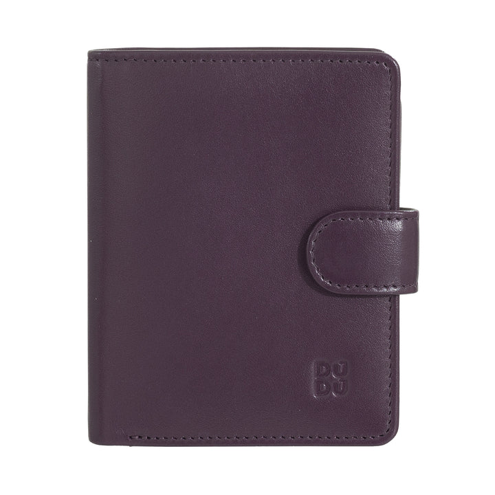 DUDU Portafoglio Donna in Pelle Vera Piccolo Portacarte in Pelle RFID con Cerniera Portamonete Banconote, Chiusura Esterna