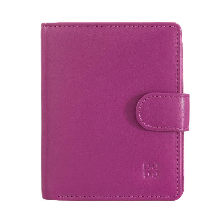 DUDU Portafoglio Donna in Pelle Vera Piccolo Portacarte in Pelle RFID con Cerniera Portamonete Banconote, Chiusura Esterna