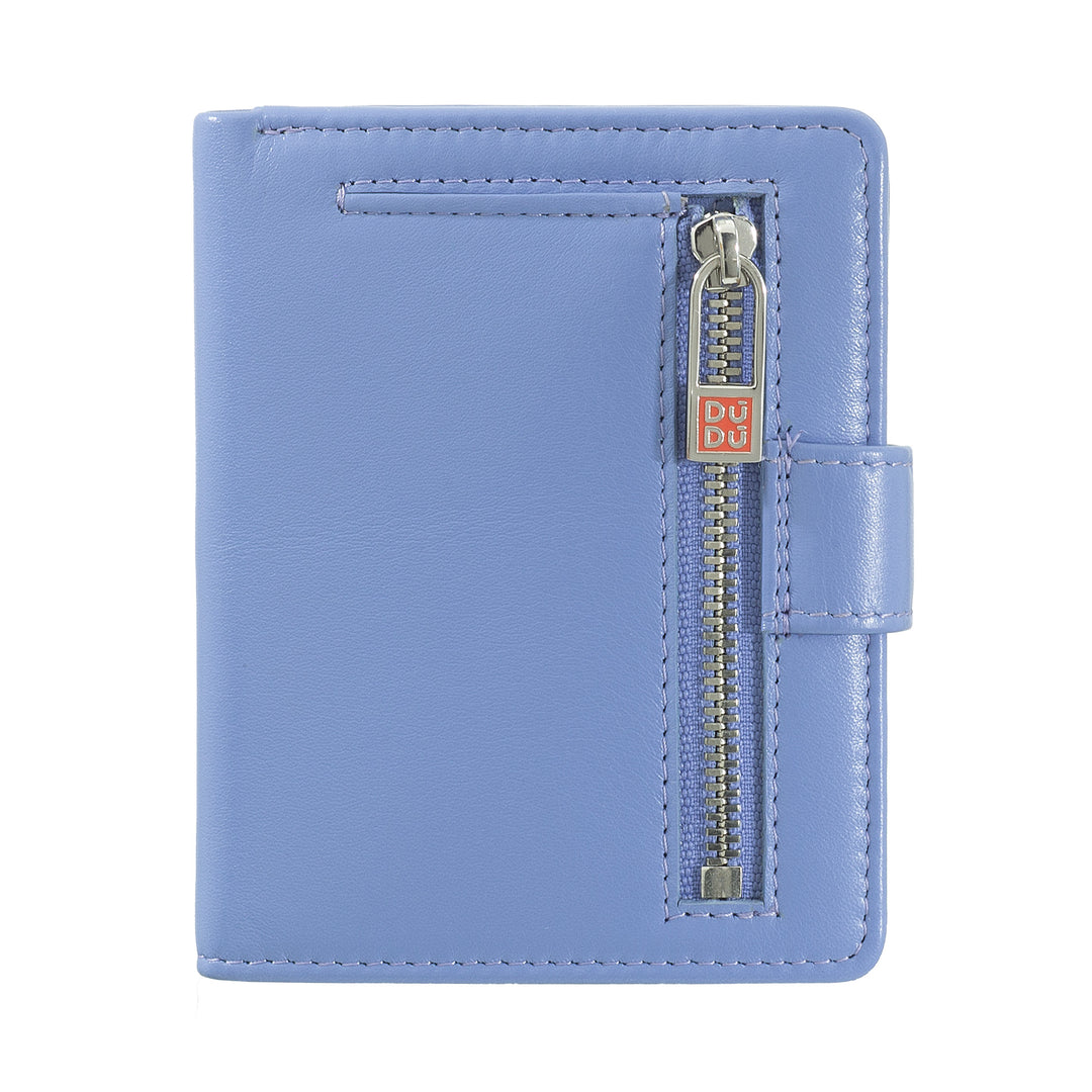 DUDU Portafoglio Donna in Pelle Vera Piccolo Portacarte in Pelle RFID con Cerniera Portamonete Banconote, Chiusura Esterna