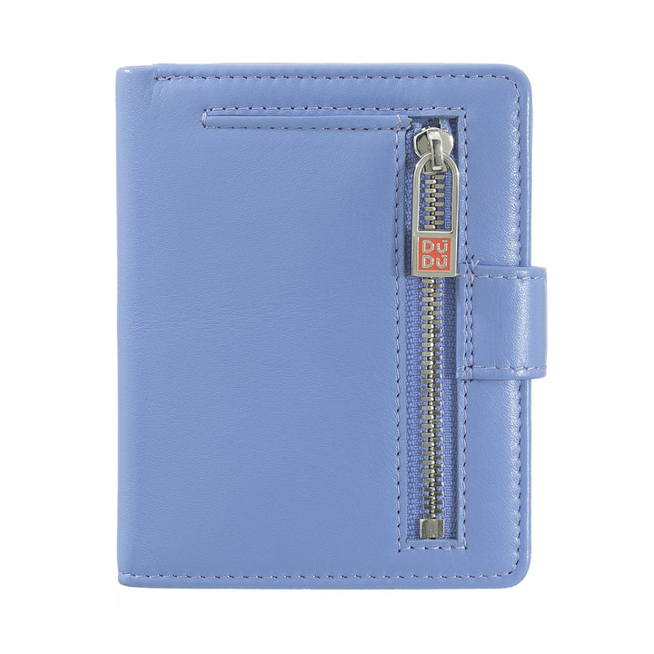 DUDU Portafoglio Donna in Pelle Vera Piccolo Portacarte in Pelle RFID con Cerniera Portamonete Banconote, Chiusura Esterna