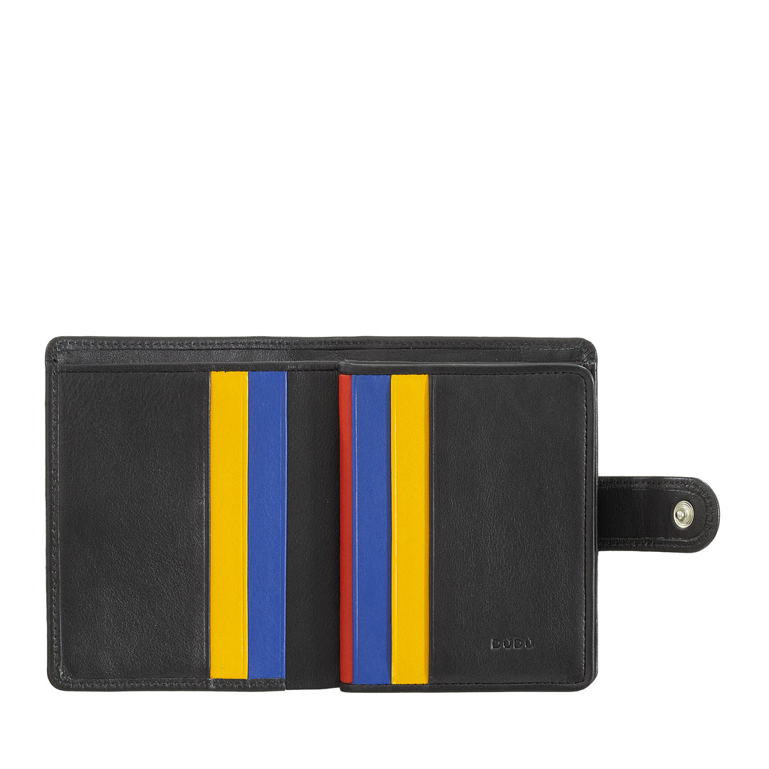 DUDU Portafoglio Donna in Pelle Vera Piccolo Portacarte in Pelle RFID con Cerniera Portamonete Banconote, Chiusura Esterna