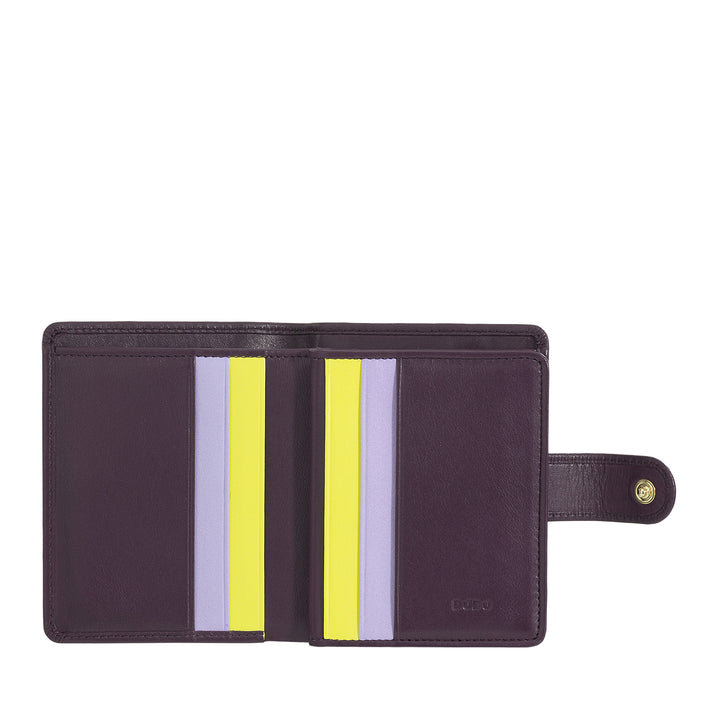 DUDU Portafoglio Donna in Pelle Vera Piccolo Portacarte in Pelle RFID con Cerniera Portamonete Banconote, Chiusura Esterna