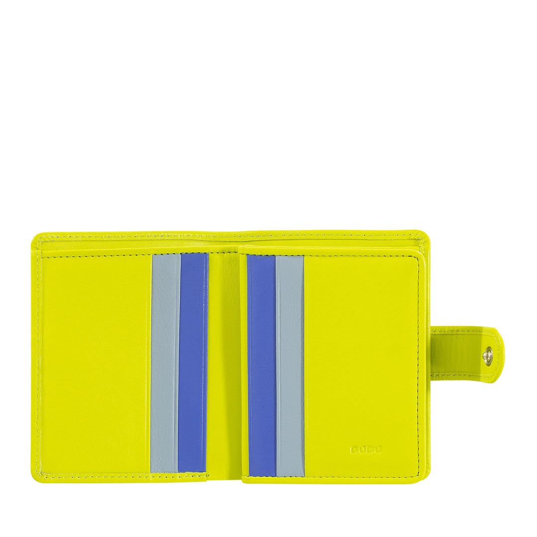 DUDU Portafoglio Donna in Pelle Vera Piccolo Portacarte in Pelle RFID con Cerniera Portamonete Banconote, Chiusura Esterna