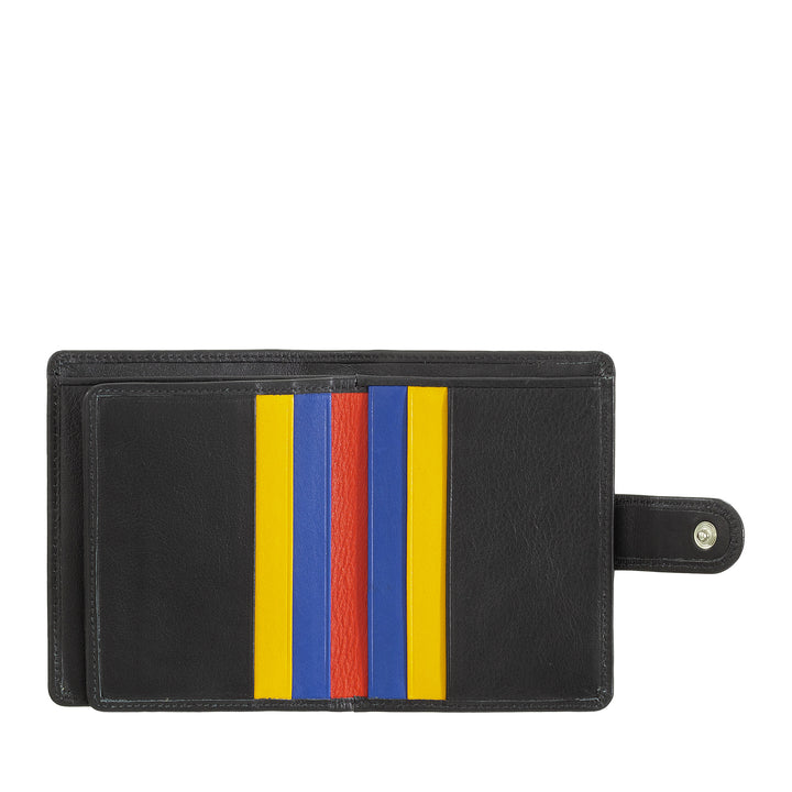 DUDU Portafoglio Donna in Pelle Vera Piccolo Portacarte in Pelle RFID con Cerniera Portamonete Banconote, Chiusura Esterna