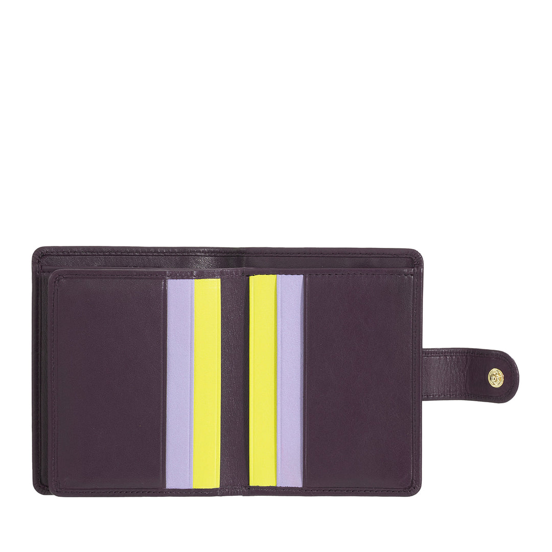 DUDU Portafoglio Donna in Pelle Vera Piccolo Portacarte in Pelle RFID con Cerniera Portamonete Banconote, Chiusura Esterna