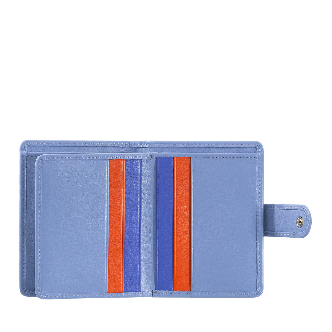 DUDU Portafoglio Donna in Pelle Vera Piccolo Portacarte in Pelle RFID con Cerniera Portamonete Banconote, Chiusura Esterna