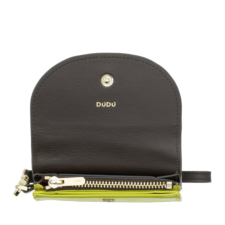 DUDU Portafoglio da Polso Donna in Pelle, Portafoglio Piccolo Colorato Portamonete Banconote Tessere con Laccetto