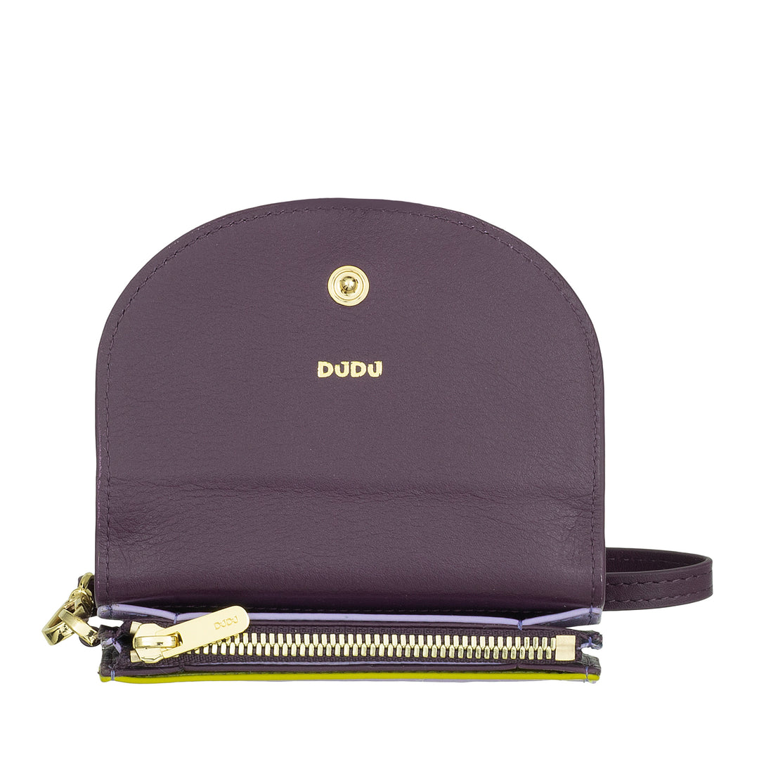 DUDU Portafoglio da Polso Donna in Pelle, Portafoglio Piccolo Colorato Portamonete Banconote Tessere con Laccetto