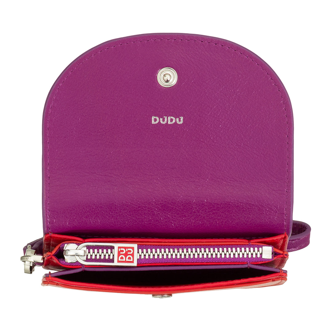 DUDU Portafoglio da Polso Donna in Pelle, Portafoglio Piccolo Colorato Portamonete Banconote Tessere con Laccetto