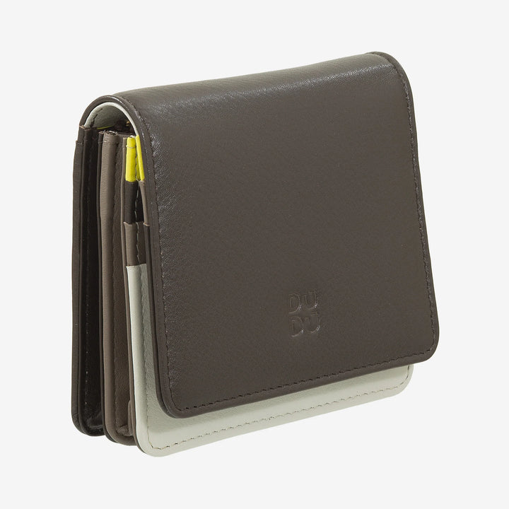 DUDU Portafoglio Donna Piccolo in Pelle Schermato RFID Colorato Ultra Compatto con Zip Interna e 8 Porta Carte Tessere