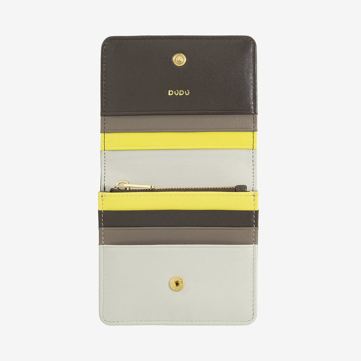 DUDU Portafoglio Donna Piccolo in Pelle Schermato RFID Colorato Ultra Compatto con Zip Interna e 8 Porta Carte Tessere