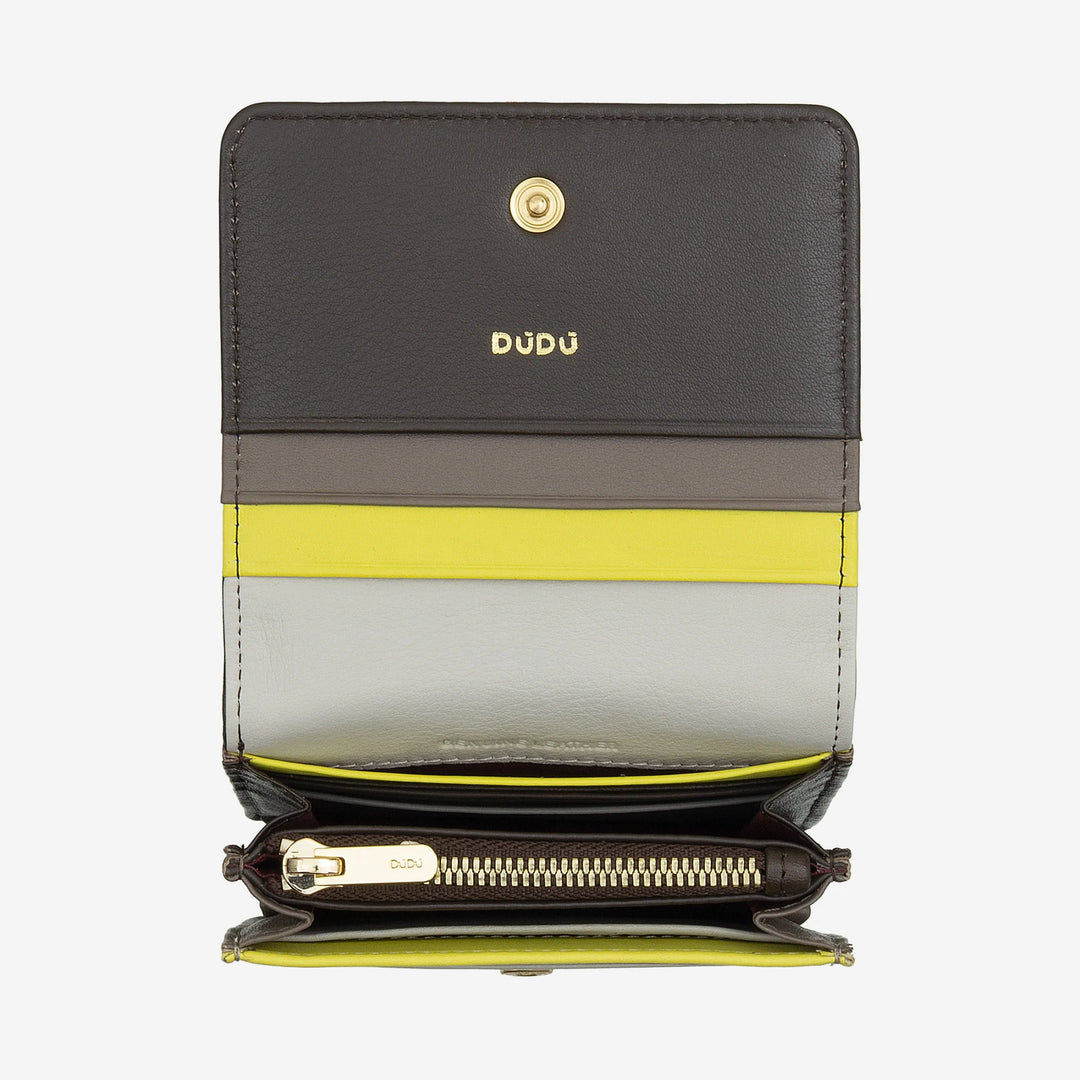 DUDU Portafoglio Donna Piccolo in Pelle Schermato RFID Colorato Ultra Compatto con Zip Interna e 8 Porta Carte Tessere