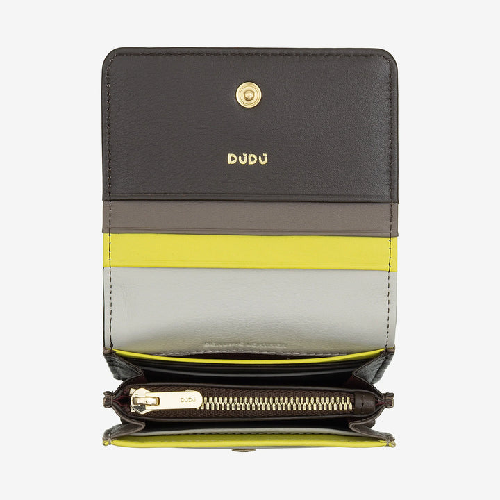 DUDU Portafoglio Donna Piccolo in Pelle Schermato RFID Colorato Ultra Compatto con Zip Interna e 8 Porta Carte Tessere