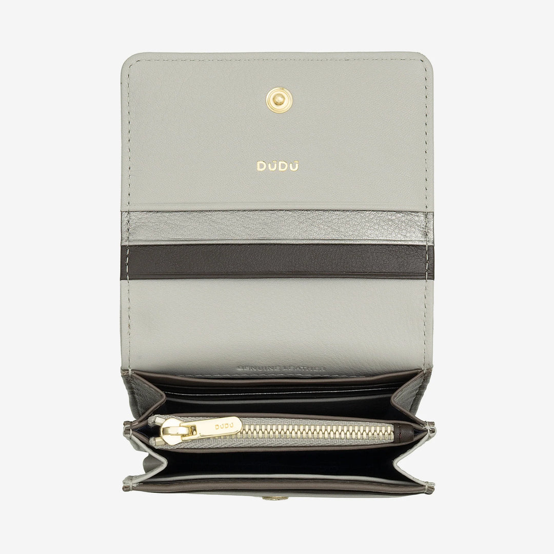DUDU Portafoglio Donna Piccolo in Pelle Schermato RFID Colorato Ultra Compatto con Zip Interna e 8 Porta Carte Tessere