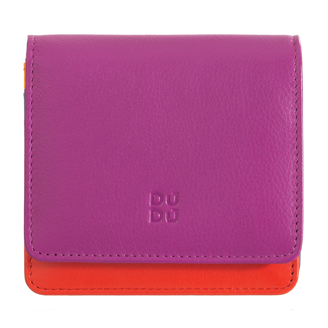 DUDU Portafoglio Donna Piccolo in Pelle Schermato RFID Colorato Ultra Compatto con Zip Interna e 8 Porta Carte Tessere