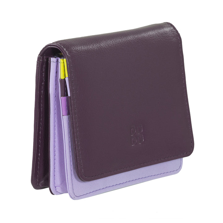 DUDU Portafoglio Donna Piccolo in Pelle Schermato RFID Colorato Ultra Compatto con Zip Interna e 8 Porta Carte Tessere