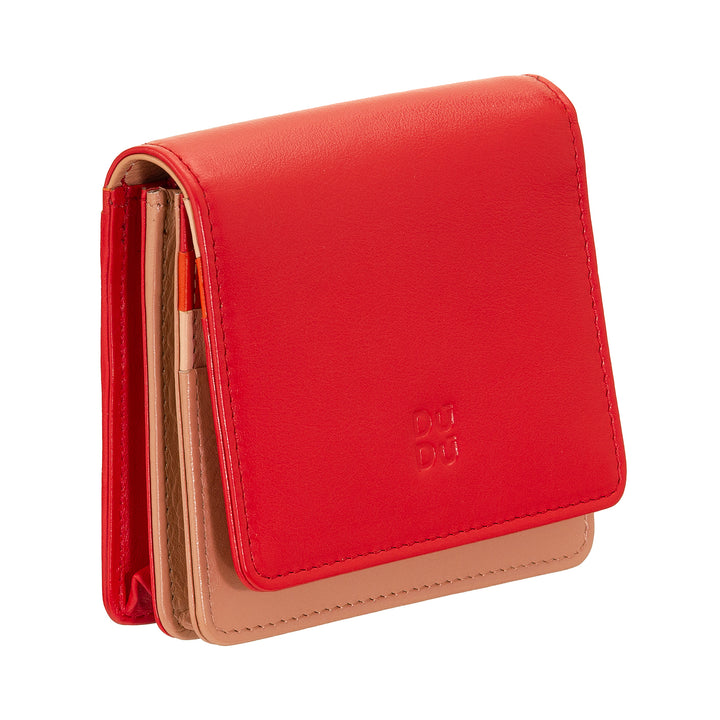 DUDU Portafoglio Donna Piccolo in Pelle Schermato RFID Colorato Ultra Compatto con Zip Interna e 8 Porta Carte Tessere