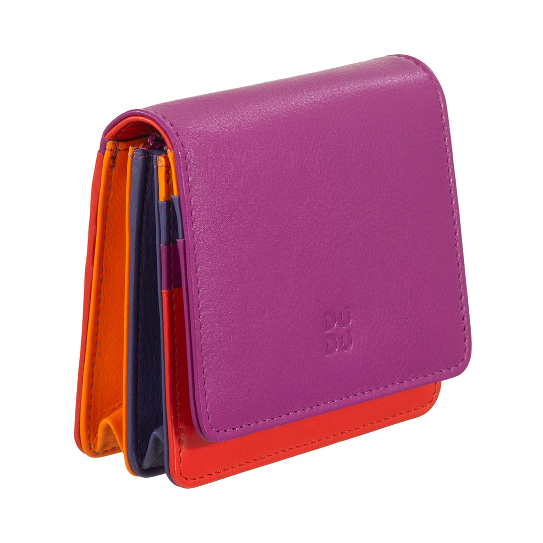 DUDU Portafoglio Donna Piccolo in Pelle Schermato RFID Colorato Ultra Compatto con Zip Interna e 8 Porta Carte Tessere