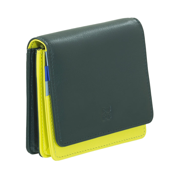 DUDU Portafoglio Donna Piccolo in Pelle Schermato RFID Colorato Ultra Compatto con Zip Interna e 8 Porta Carte Tessere