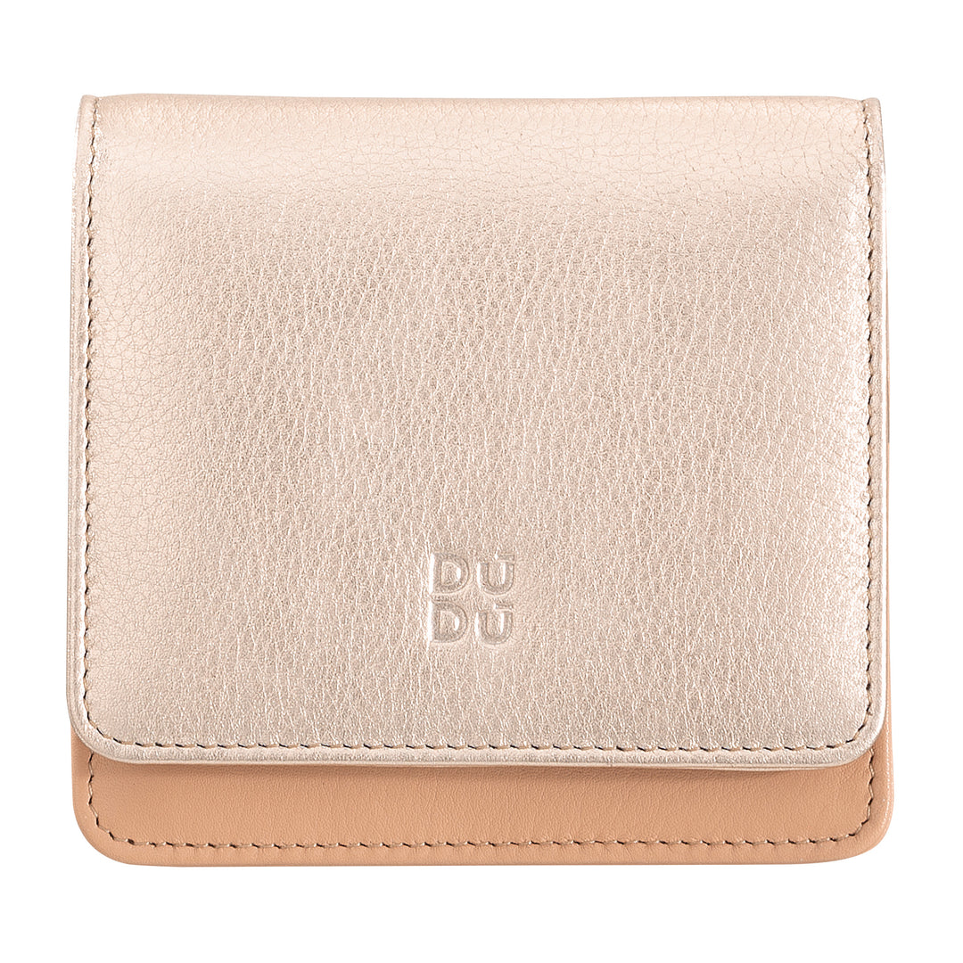 DUDU Portafoglio Donna Piccolo in Pelle Schermato RFID Colorato Ultra Compatto con Zip Interna e 8 Porta Carte Tessere