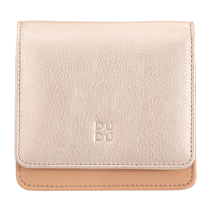 DUDU Portafoglio Donna Piccolo in Pelle Schermato RFID Colorato Ultra Compatto con Zip Interna e 8 Porta Carte Tessere