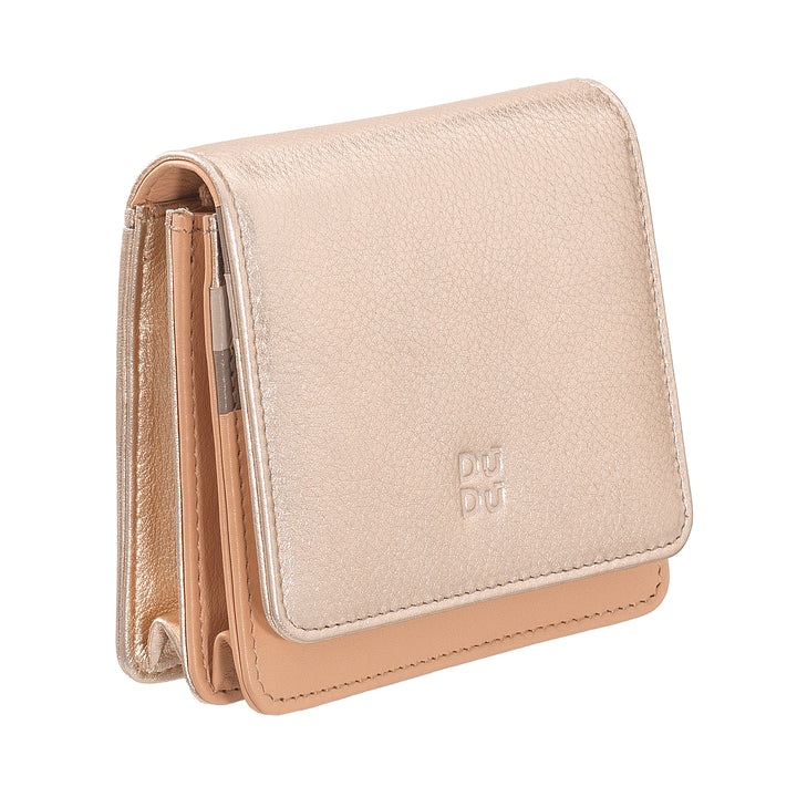 DUDU Portafoglio Donna Piccolo in Pelle Schermato RFID Colorato Ultra Compatto con Zip Interna e 8 Porta Carte Tessere