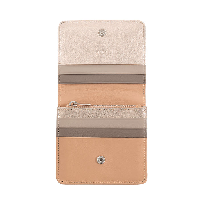 DUDU Portafoglio Donna Piccolo in Pelle Schermato RFID Colorato Ultra Compatto con Zip Interna e 8 Porta Carte Tessere