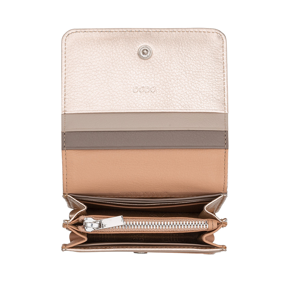 DUDU Portafoglio Donna Piccolo in Pelle Schermato RFID Colorato Ultra Compatto con Zip Interna e 8 Porta Carte Tessere