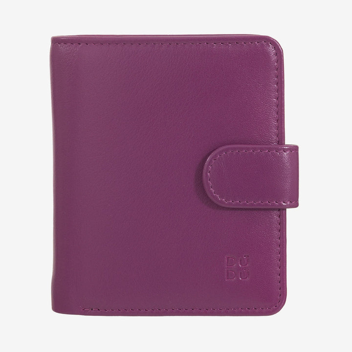 DUDU Portafoglio Piccolo Donna in Pelle con Portamonete a Cerniera, Portafoglio Compatto da Borsetta con Chiusura a Bottone, Porta Banconote, Porta Carte e Protezione RFID