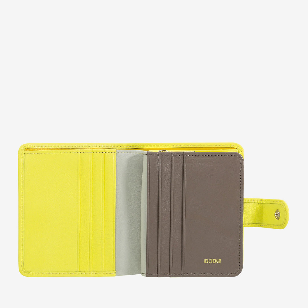 DUDU Portafoglio Piccolo Donna in Pelle con Portamonete a Cerniera, Portafoglio Compatto da Borsetta con Chiusura a Bottone, Porta Banconote, Porta Carte e Protezione RFID