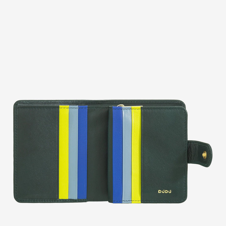 DUDU Portafoglio Piccolo Donna in Pelle con Portamonete a Cerniera, Portafoglio Compatto da Borsetta con Chiusura a Bottone, Porta Banconote, Porta Carte e Protezione RFID