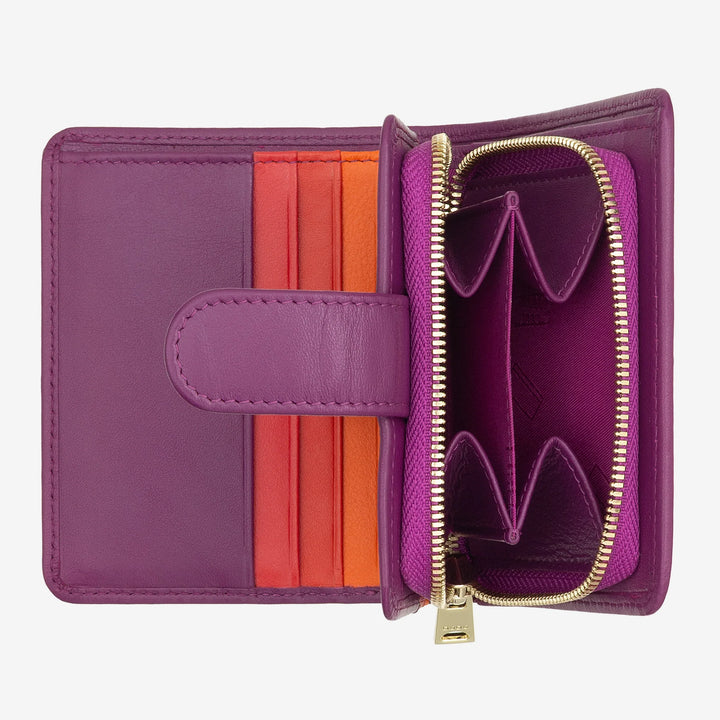 DUDU Portafoglio Piccolo Donna in Pelle con Portamonete a Cerniera, Portafoglio Compatto da Borsetta con Chiusura a Bottone, Porta Banconote, Porta Carte e Protezione RFID